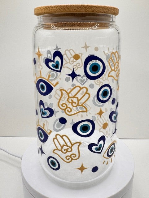 16oz Evil Eye Glass Tumbler